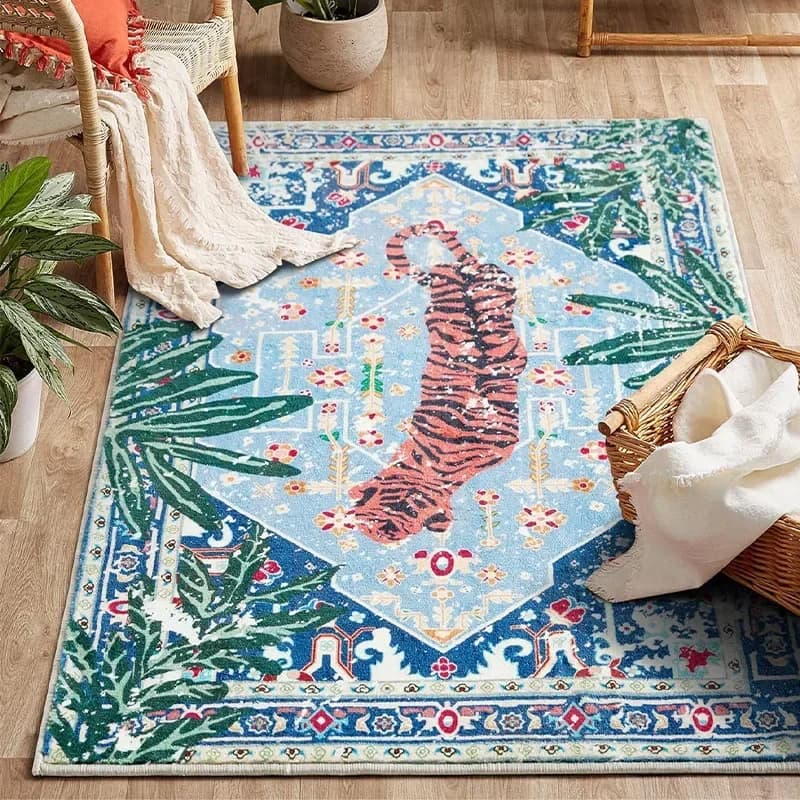 Tappeto nel soggiorno Tappeto tigre modello Tappeto persiano in stile etnico vintage Tappeto per la casa Tappeti per comodino in morbido peluche addensato