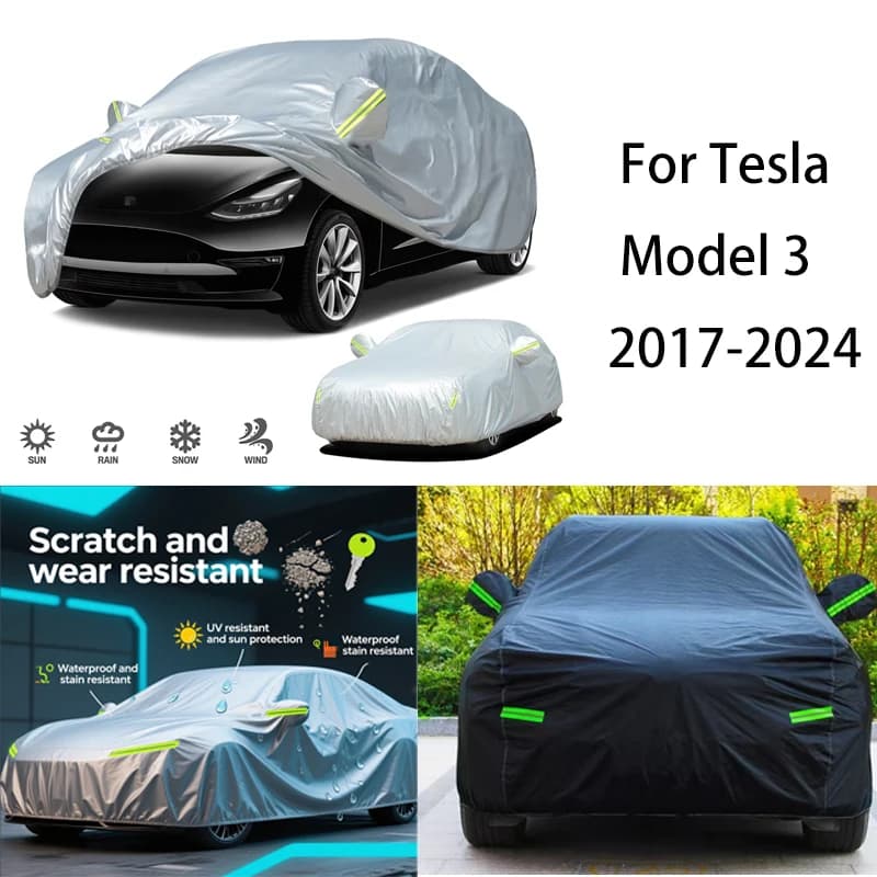 190T Auto Copertura di Protezione Protezione Solare Isolamento termico Resistente Alla Polvere Antigraffio Per Tesla Modello 3 2017-2024 Auto Accessori Esterni
