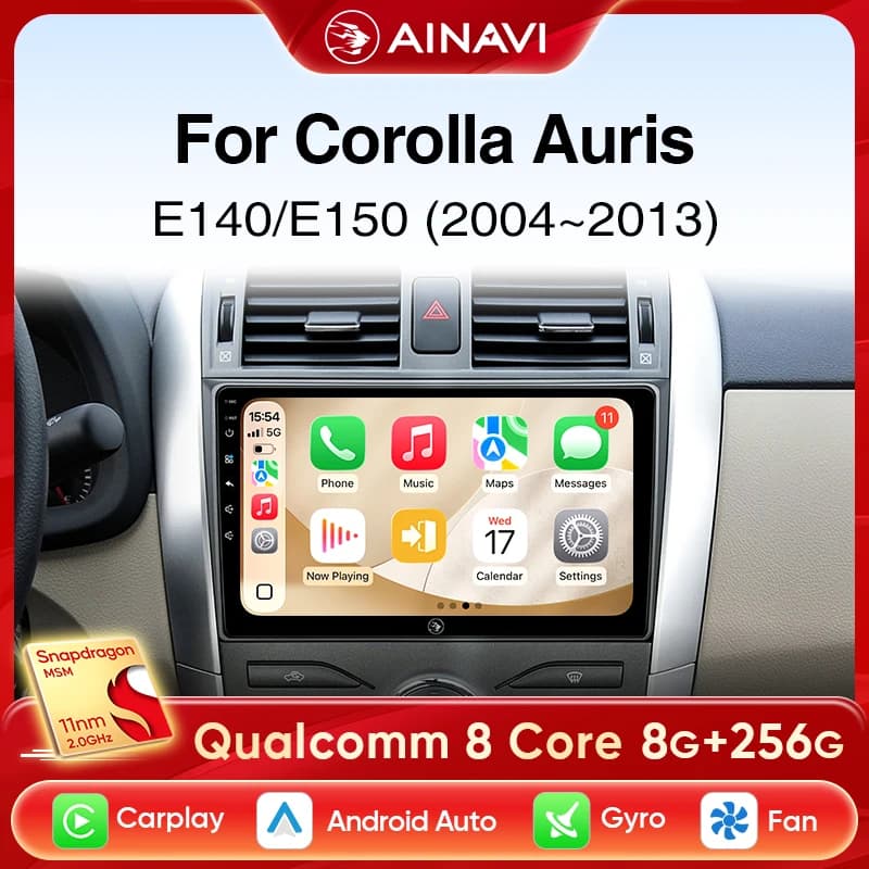 Ainavi Autoradio Per Toyota Corolla E140 E150 Auris 2005-2013 Wireless Carplay Android Auto Lettore Multimediale Per Auto GPS 4G 2 Din