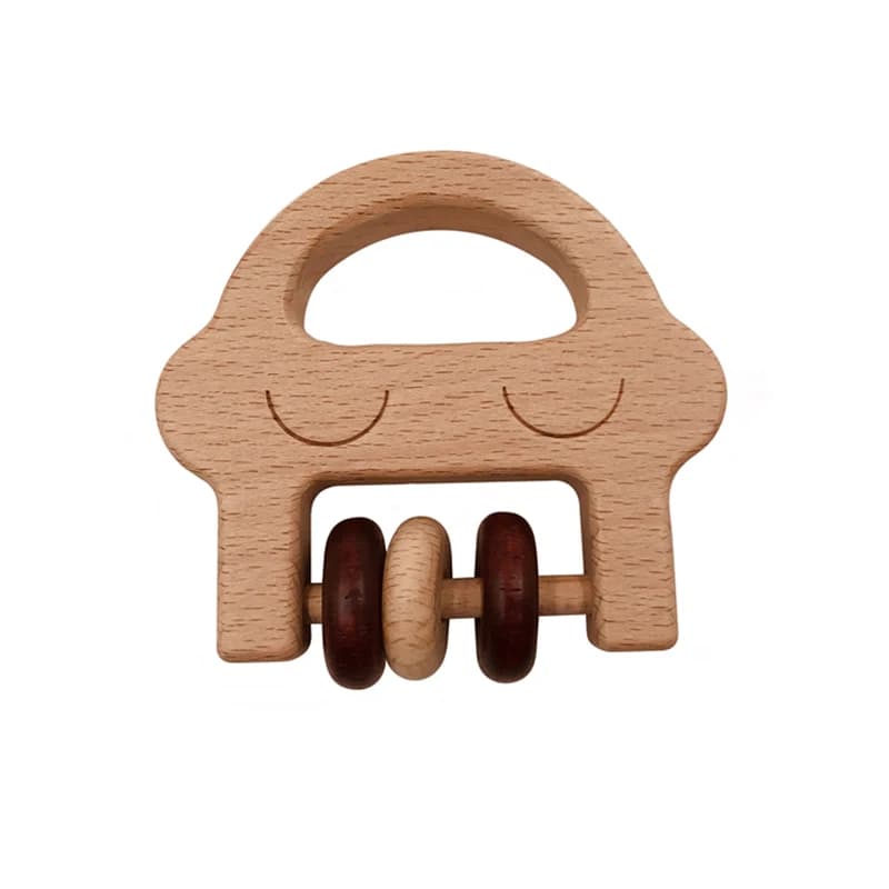 ABCPICK 1 pz Bambino Massaggiagengive In Legno Giocattoli Sonaglio Animale Luna Anello di Faggio Di Giocattoli Bpa Libero di Legno Roditore Del Bambino Giocattoli Regalo Neonato