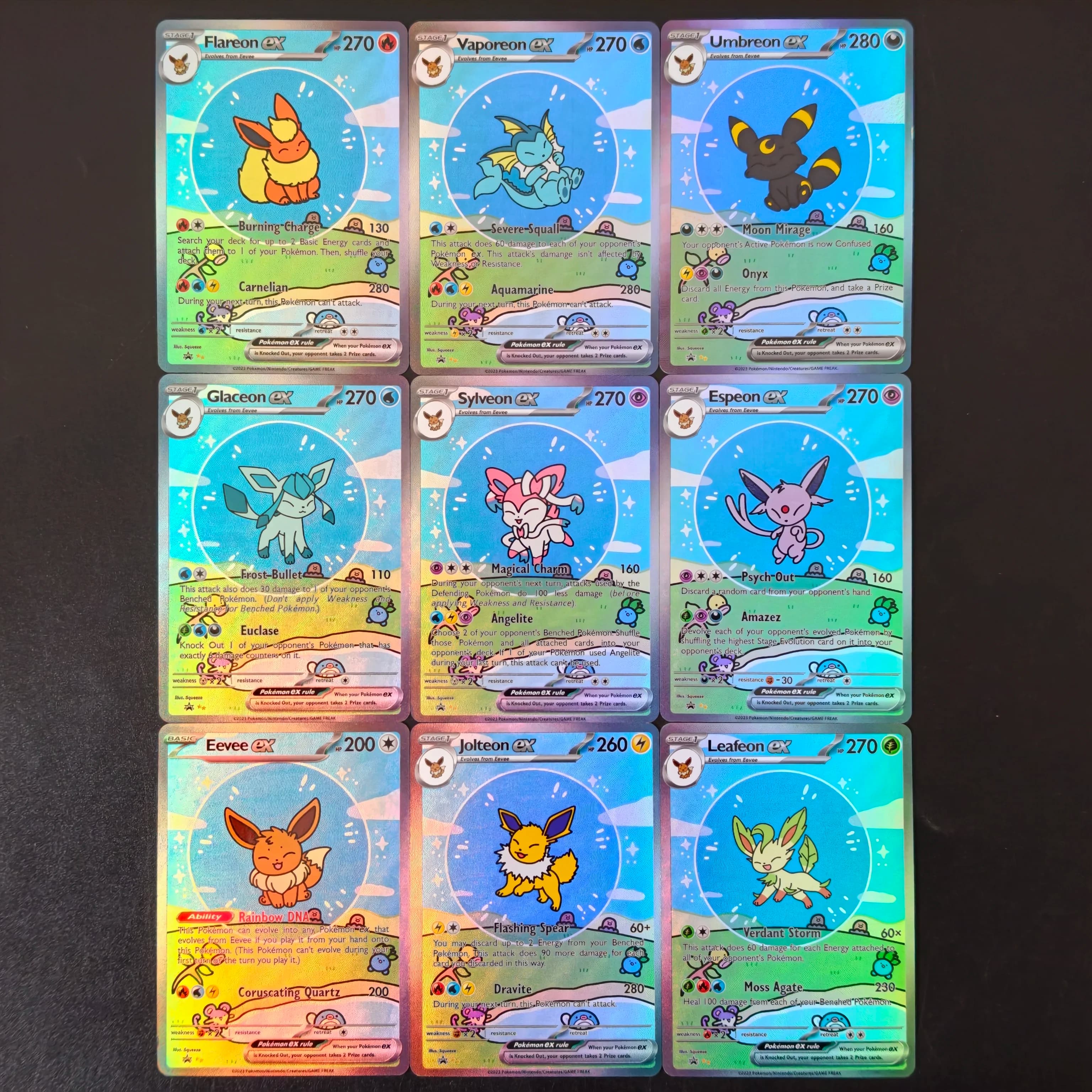 DIY PKM Card PTCG Bubble Pokemon Eeveelution Umbreon Sylveon Leafeon Full Art Holo Self Made Single Card Classic Game Anime Card