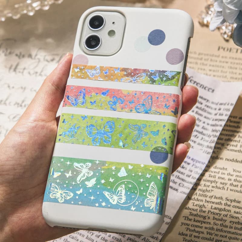 20 pezzi/lotto Adesivi a striscia lunga con motivo stellato, impermeabili in PET, senza residui, per decorare notebook e custodie per telefoni