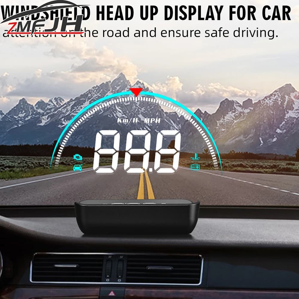 Car HUD Head Up Display Tachimetro OBD Proiettore per parabrezza Misuratore di velocità di tensione della temperatura dell'acqua digitale intelligente con avviso di velocità eccessiva