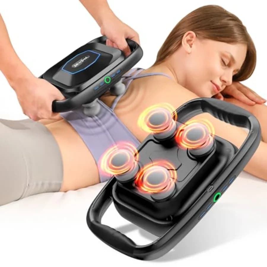 A1 4 Head Massage Pistol for Deep Textiles, 4X Superior Efficacy for Pain Relief, Compatible with FSA/HSA, Replaceable Massage Heads and Plates, Electric
