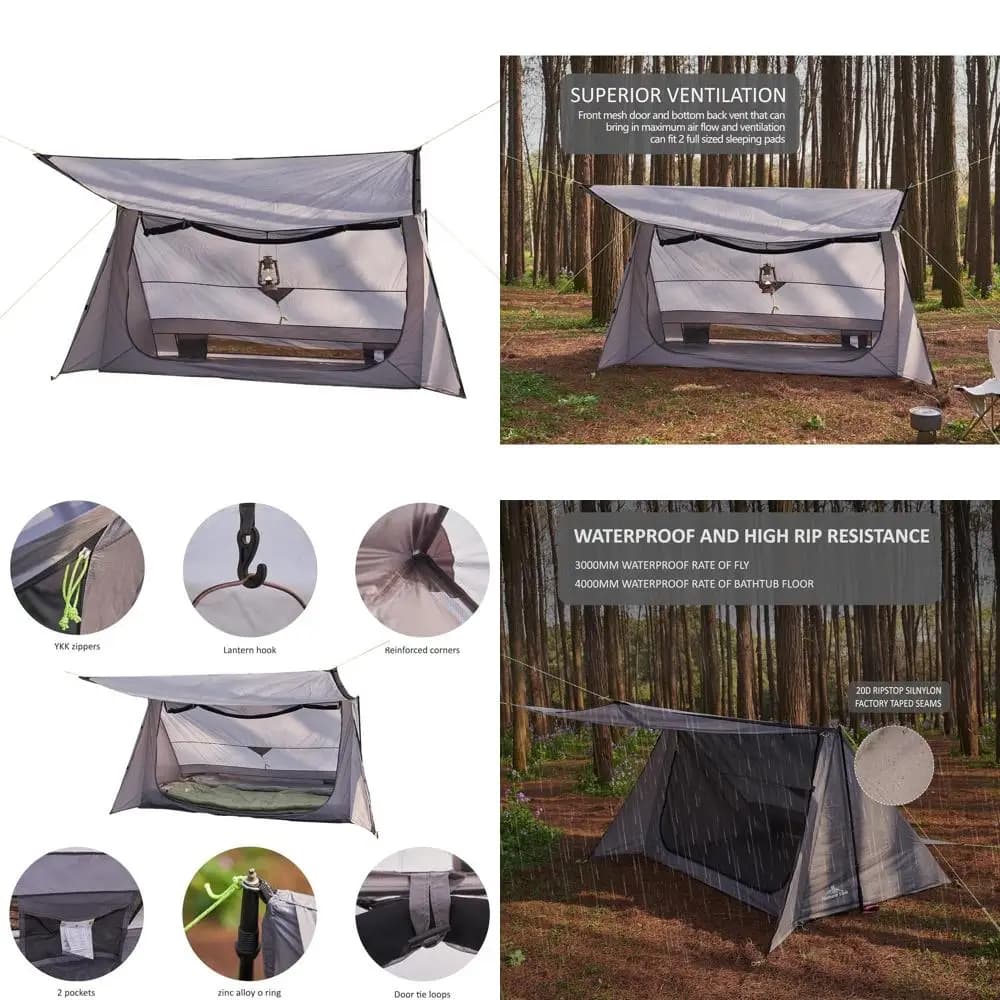 Ultralight Tent for 2 People, Waterproof in Single Wall, Compact with Trekking Palo, Ideal for Camping, Hiking, Kayaking
