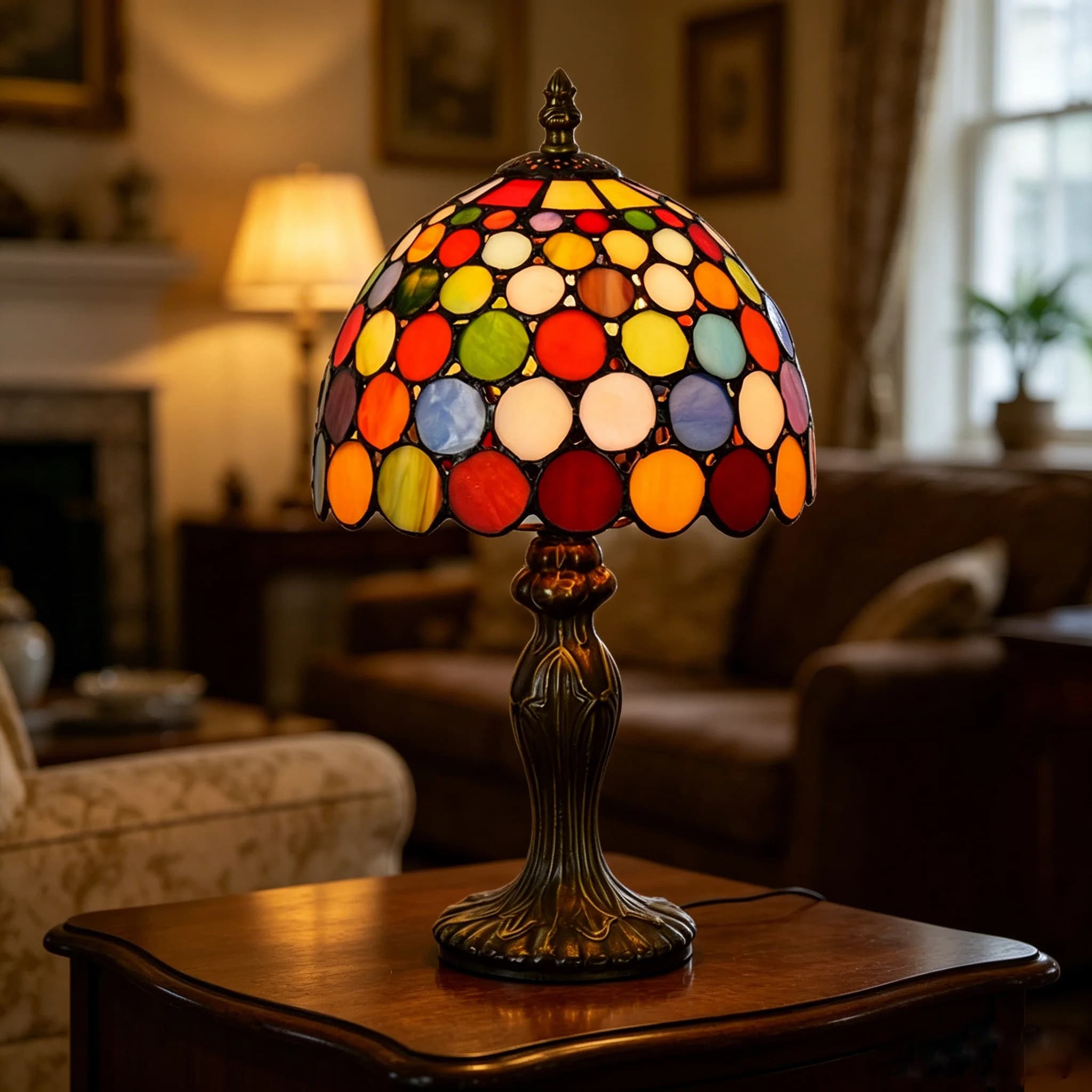 Bohemian style Table Lamp for Bedroom 8 Inch Tiffany Stained Glass Lamp Bedside Lamps for Living Room Office home decor
