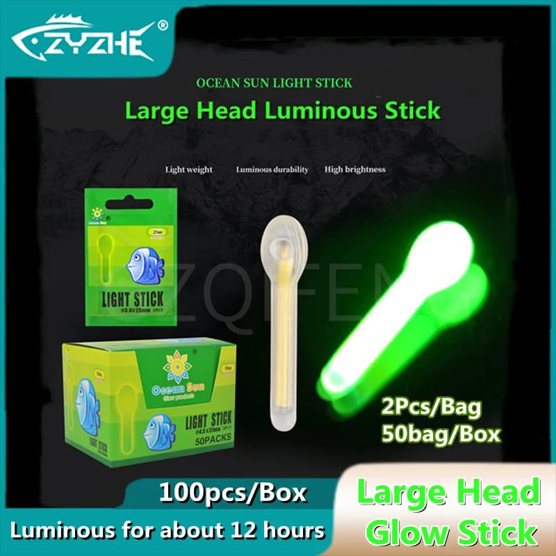 ZYZHE 100 pcs/box Large Head Fishing Luminous Sticks 3x25mm/4.5x37mm Bright Fishing Floating Bar Luminous Night Fishing Boat