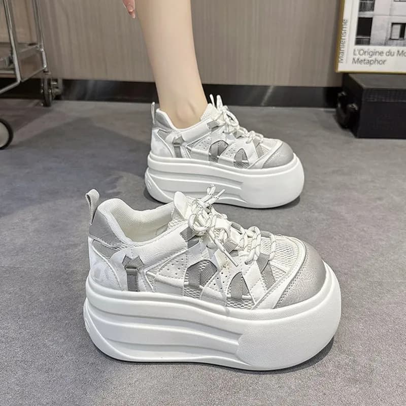 New 7.5CM 2026 Women Autumn Breathable Mesh Sneakers Female Casual Comfortable Sports Shoes Ladies Chunky Shoes Zapatos De Mujer