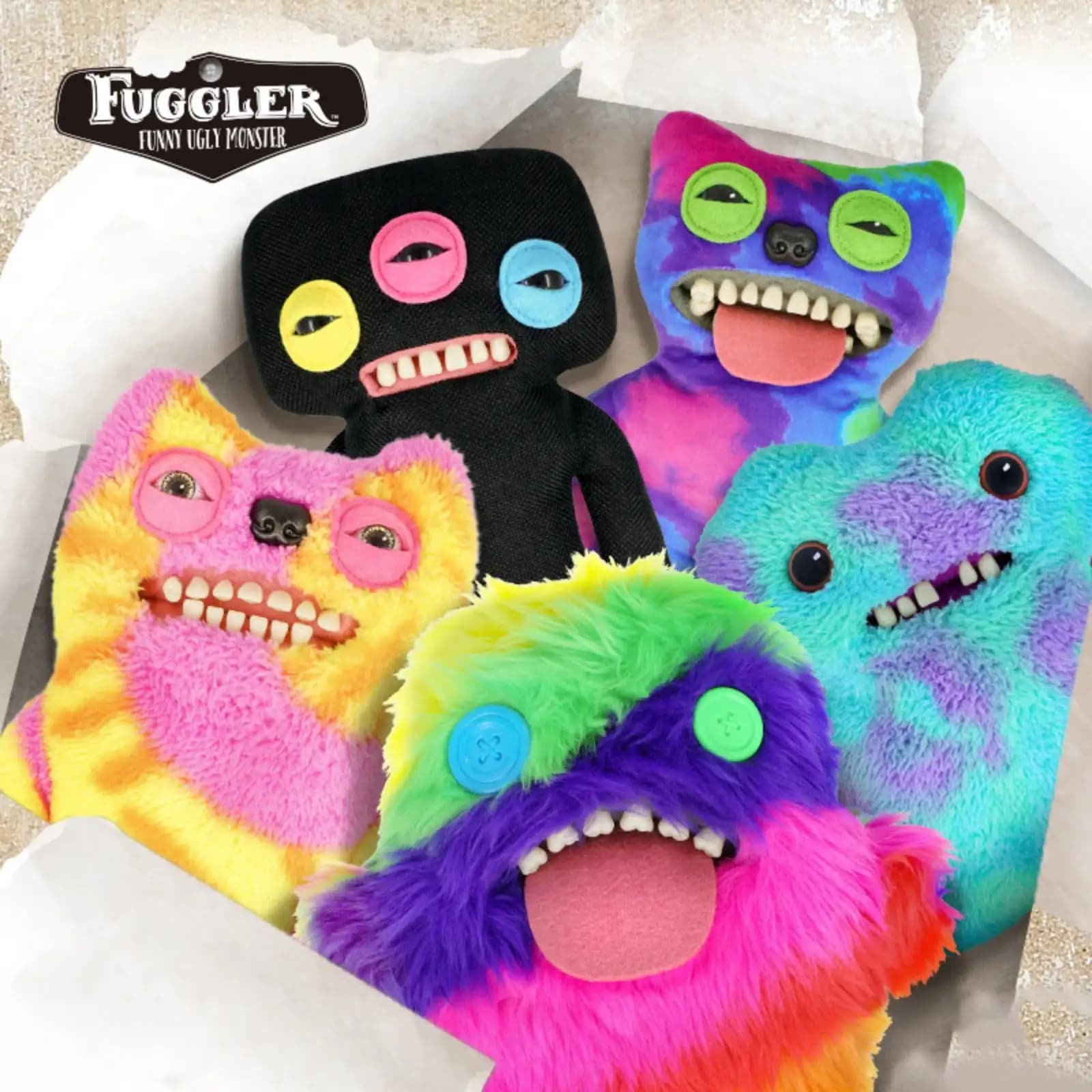 Fuggler Laboratory Misfits Edition Fuggler Divertente Brutto Mostro Gaptooth McGoo Oogah Boogah Denti Brutti Giocattoli di Peluche Stravagante Divertimento Giocattoli