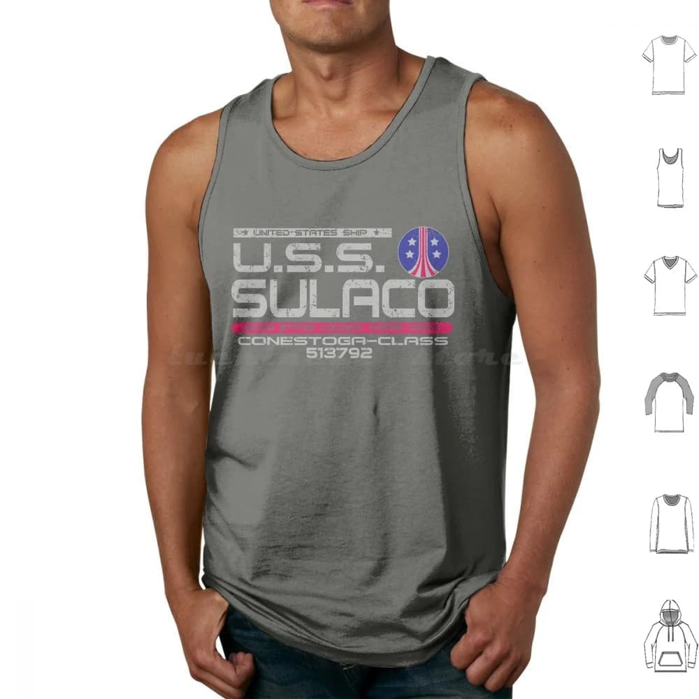 Sulaco Canotte invecchiate Stampa Cotone Marines coloniali Sci Fi Geek Nerd Parodia Spazio Divertente Cultura pop