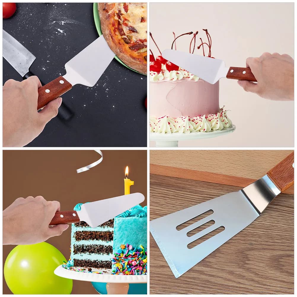 Spatola per pizza da cucina, 2 pezzi, design ergonomico, struttura integrata, portatile, riutilizzabile, per uso quotidiano in cucina e per servire.
