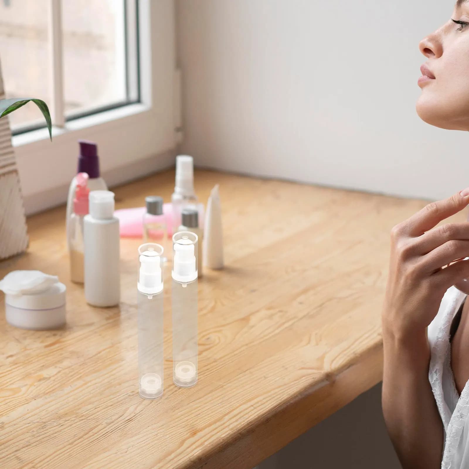20Pcs 15Ml Clear Travel Skincare Bottles Vacuum Pump Dispenser for Lotion Serum Foundation Precision Dispensing Portable