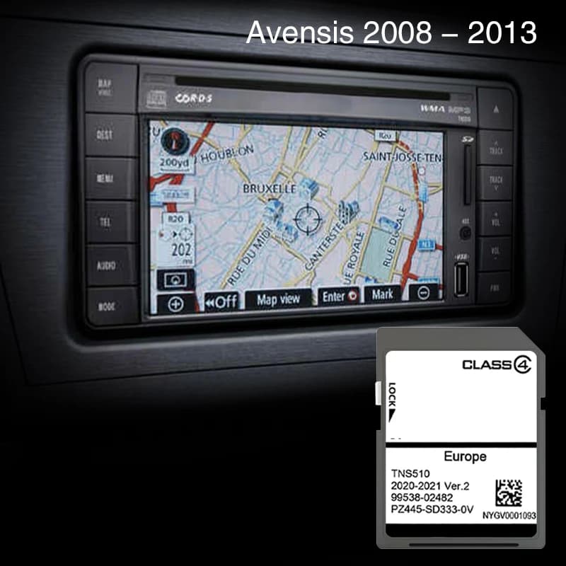 Aggiorna il tuo sistema di navigazione per Toyota Avensis dal 2008 al 2013 Copertina della mappa Germania Europa Scheda di navigazione GPS con memoria SD