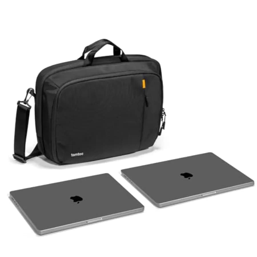 Borsa Porta Computer da 16 Pollici a Doppio Scomparto per 2 Laptop, Borsa a Tracolla Protettiva per Laptop e Portatile