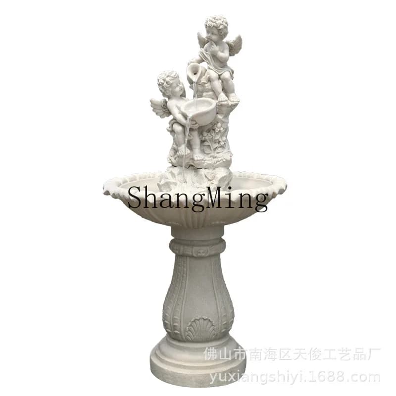 Fontana ZYY con scultura angelo, fontana d'acqua a cascata per interni ed esterni, umidificatore decorativo, elemento decorativo a pendolo da pavimento.