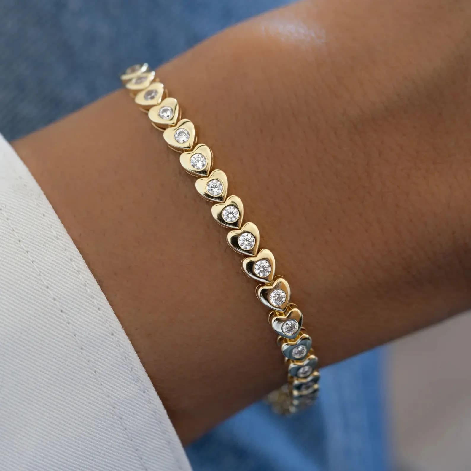 Nuovo Bracciale Tennis a Catena con Cuore Dorato per Donna, Gioielli alla Moda 2026