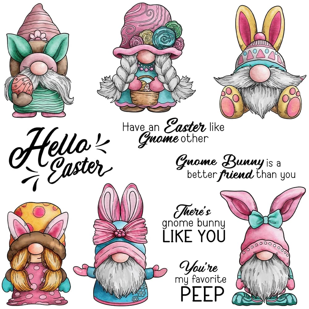 Mangocraft Happy Easter conigli Cute Gnome Cutting Dies Clear Stamp DIY Scrapbooking Metal Dies timbri in Silicone per album di carte