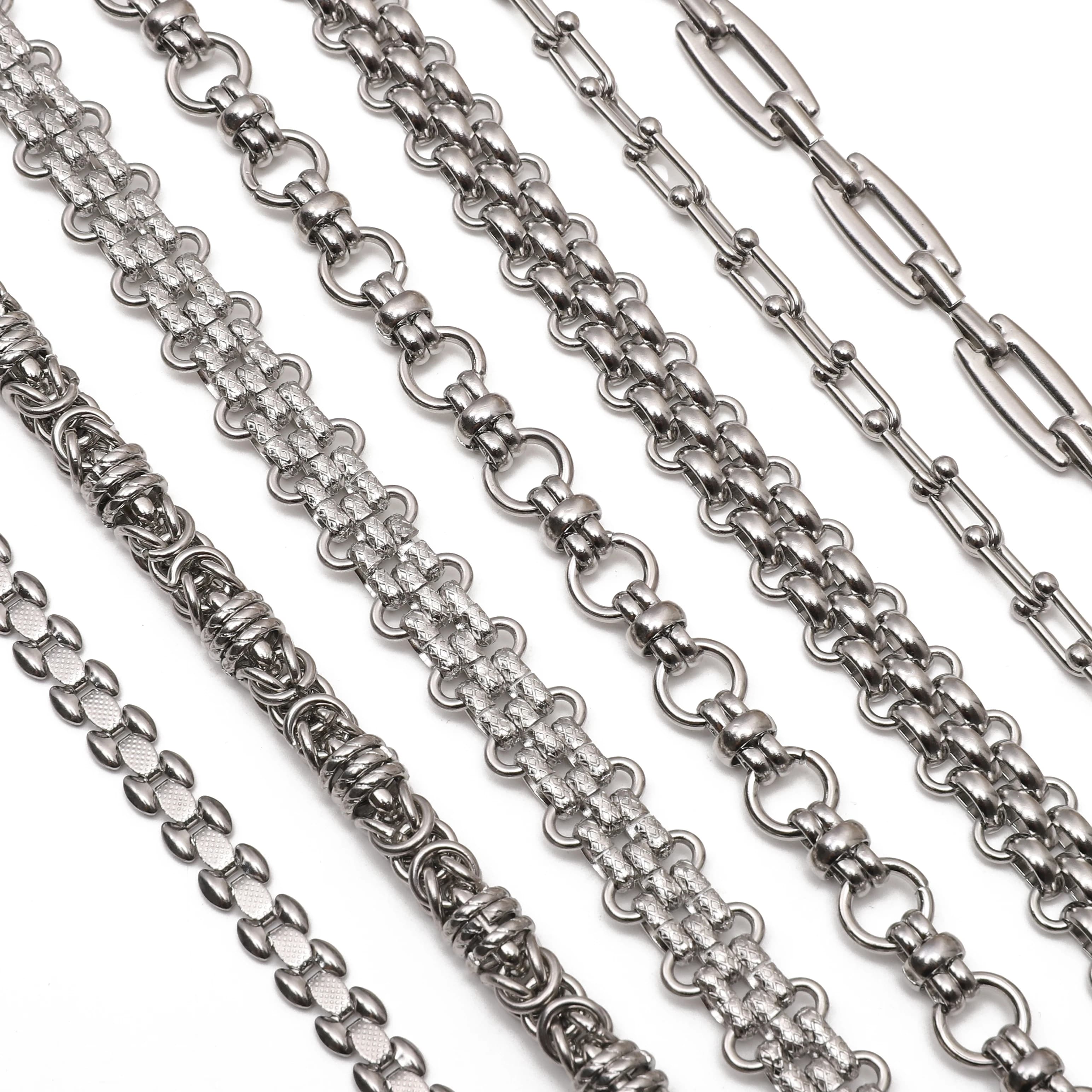 50cm/bag Stainless Steel Chain 2-13mm Multi Style Long Metal Chain For Jewelry Handmade Making DIY Necklace Bracelet Materials