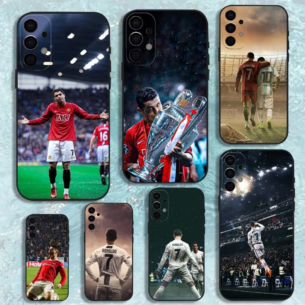 Custodia per telefono CR7 Football Star R-Ronaldo-ES per Samsung S25, S24, S21, S22, S23, S30, Ultra, S20, Plus, Fe, Lite, Note, 10.9,5G Cover nera