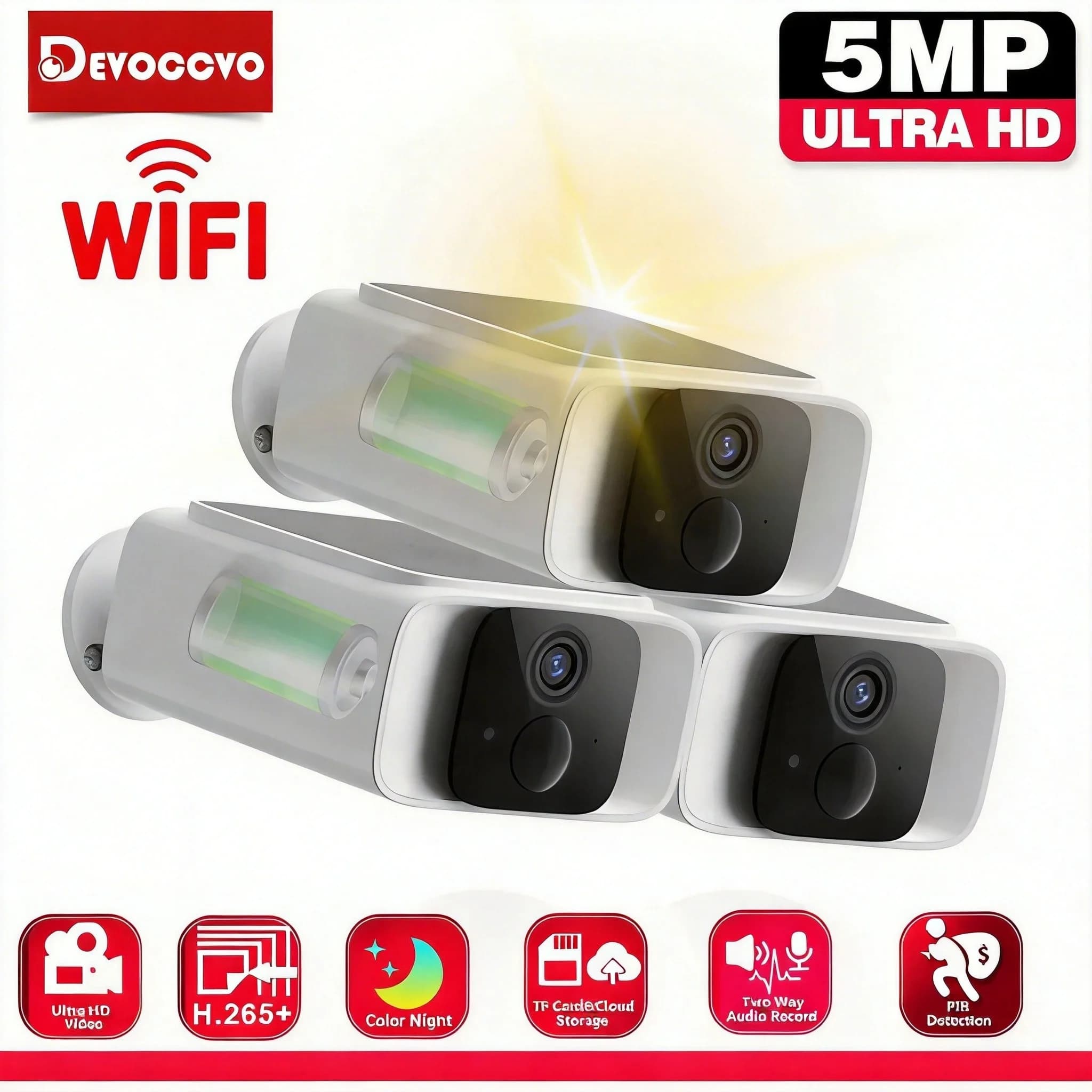 Telecamera di Sicurezza Wireless 5MP Tuya Wifi Solare Bullet per Esterni, Impermeabile, Alimentata a Batteria, CCTV con Audio Bidirezionale per Sorveglianza