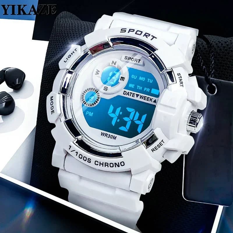 YIKAZE Orologi sportivi alla moda per bambini Orologio digitale a LED per uomo e donna Sveglia luminosa impermeabile Orologio da polso elettronico