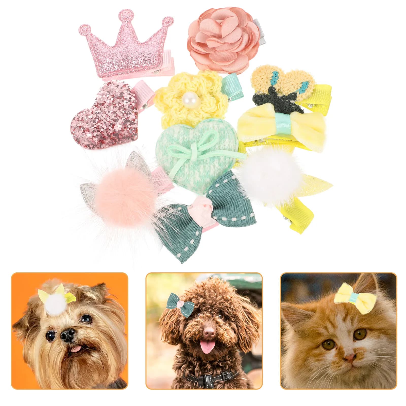 10 Pezzi Fermagli per Capelli a Fiocco per Cuccioli, Piccoli Fiocchi per Cani, Accessori Moda per Toelettatura Animali Domestici, Fermagli a Fiocco per Animali