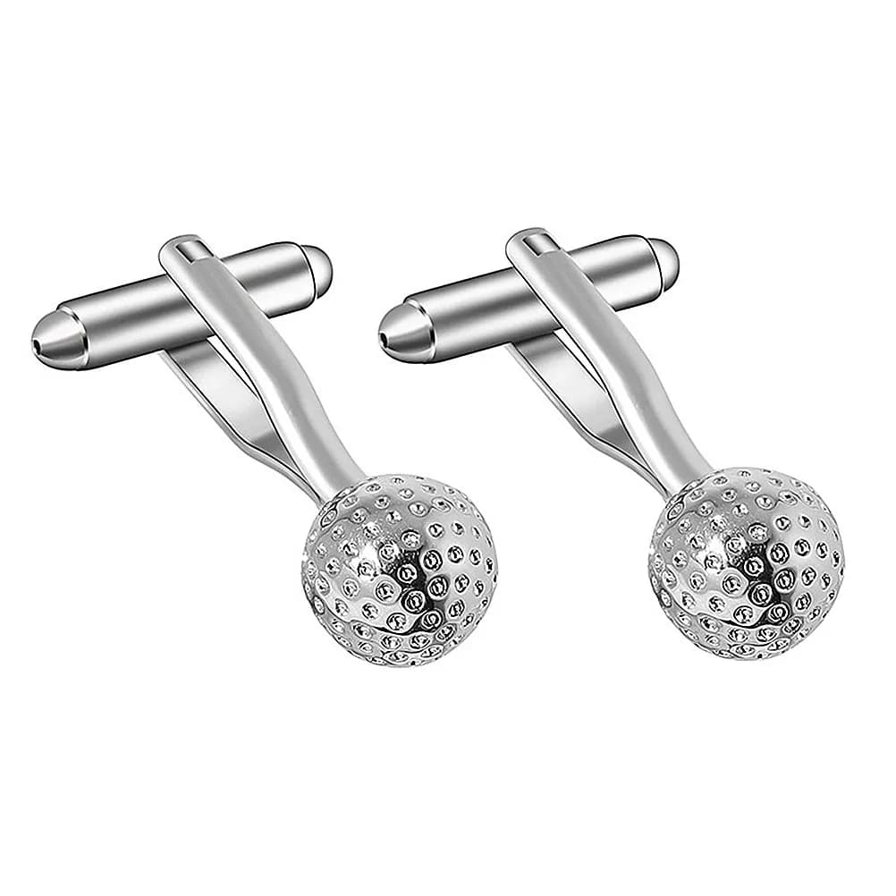Golf Ball Cuff-Link Men's Copper Cufflinks Electroplated Glossy Finish Lightweight Comfortable Simple Stylish Calm Steadiness