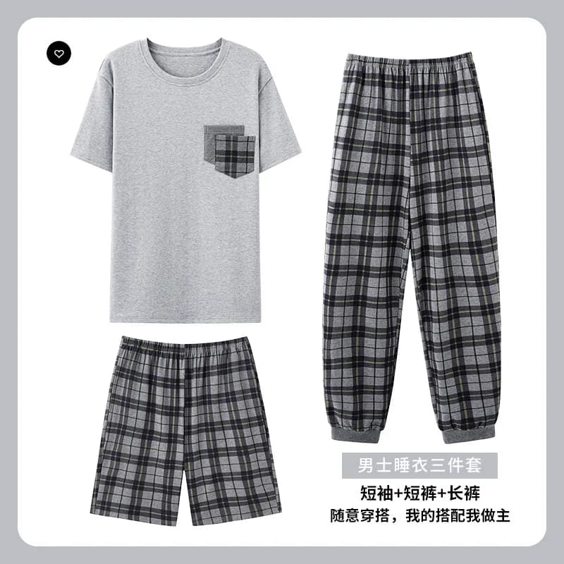 Pigiama estivo da uomo elegante pigiama scozzese lavorato a maglia Set pantaloni lunghi pigiameria pigiama abiti da notte pigiama Plus Size 4XL Homewear PJ