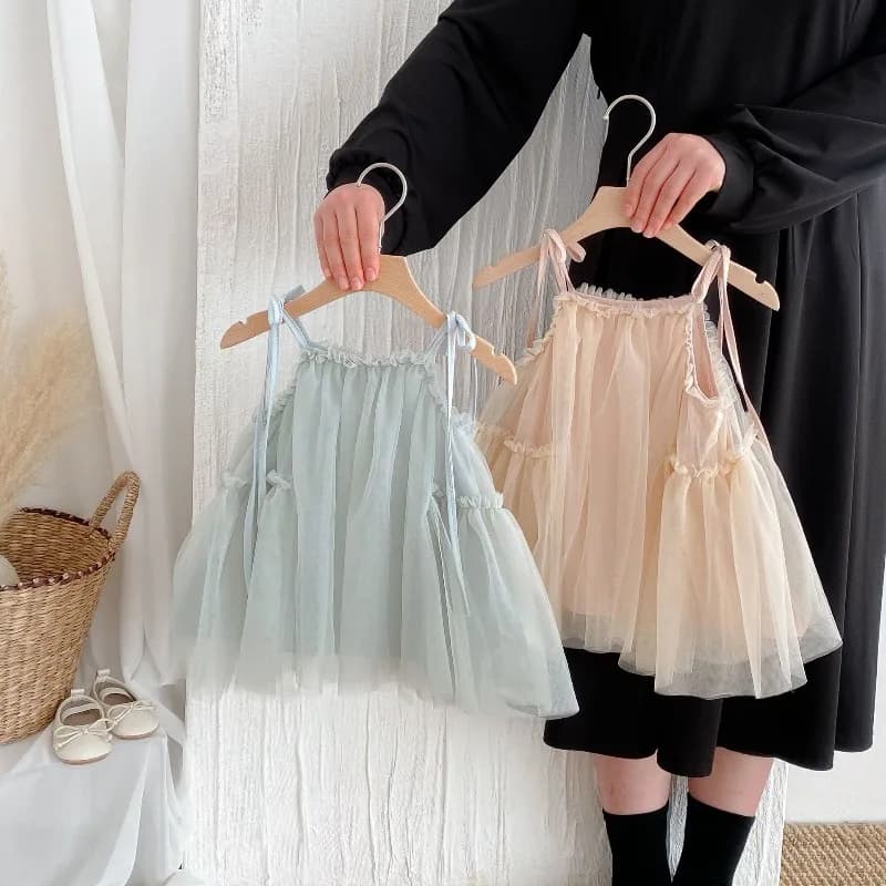 UNITIM Vestiti Estivi per Bambine, Abiti in Tulle per Neonate, Vestito in Garza Tinta Unita per Bambine 0-3 Anni, Abiti da Principessa in Tulle per Bambine
