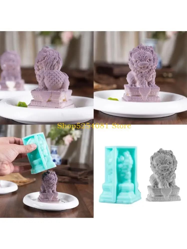 Stampi per leoni pietra cinesi in silicone alimentare AXYC per decorazione domestica prodotti da forno