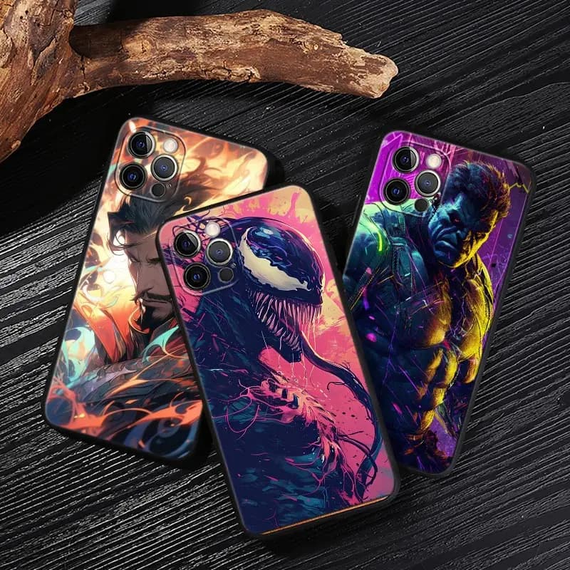 Custodia Marvel Heroes per iPhone 17 16 15 14 13 12 11 Pro Max Plus, Cover Posteriore Morbida Protettiva per iPhone 17 13 Pro 17E Air 16e