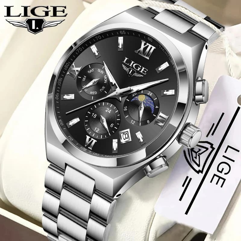 Nuovi orologi al quarzo di lusso alla moda LIGE per uomo Orologio da polso da uomo in acciaio inossidabile moda semplice casual impermeabile luminoso con data automatica