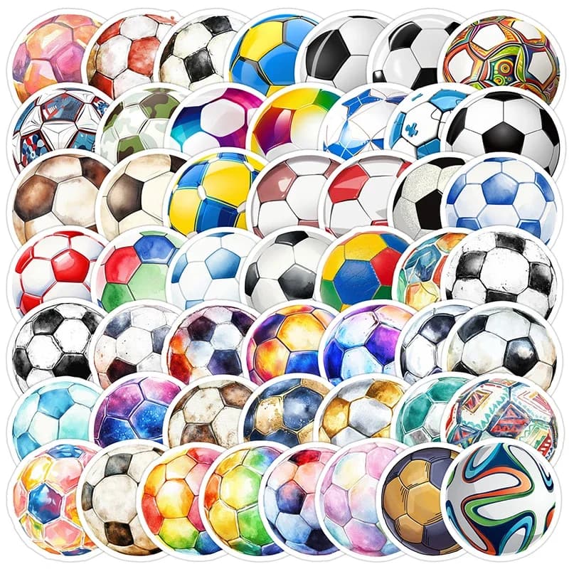 50PCS Dazzling Colors Football Sticker School Reward Graffiti Decal Stationery Luggage Guitar Skateboard Diary Waterproof Decals