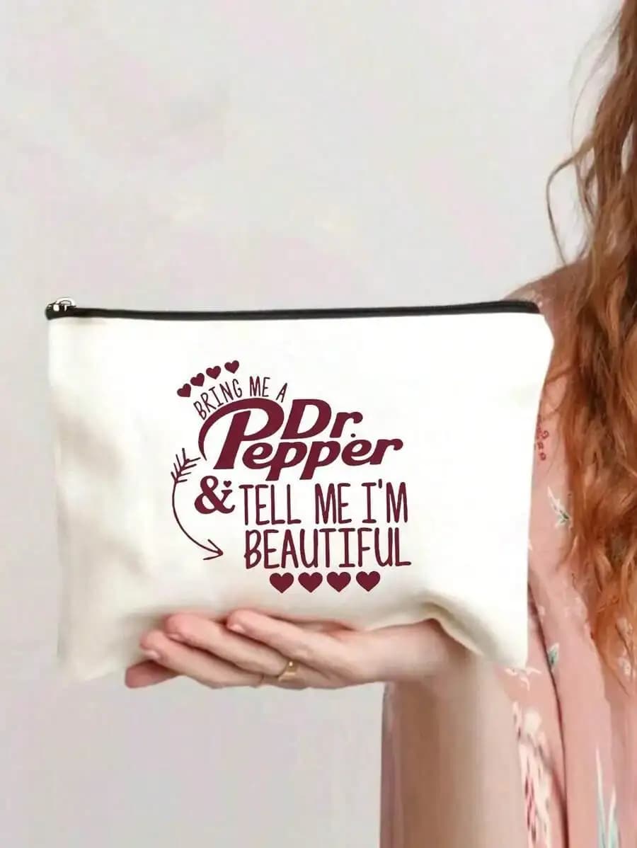 Divertente borsa per il trucco in tela: leggera, pieghevole, con cerniera, perfetta per i viaggi e le occasioni speciali.