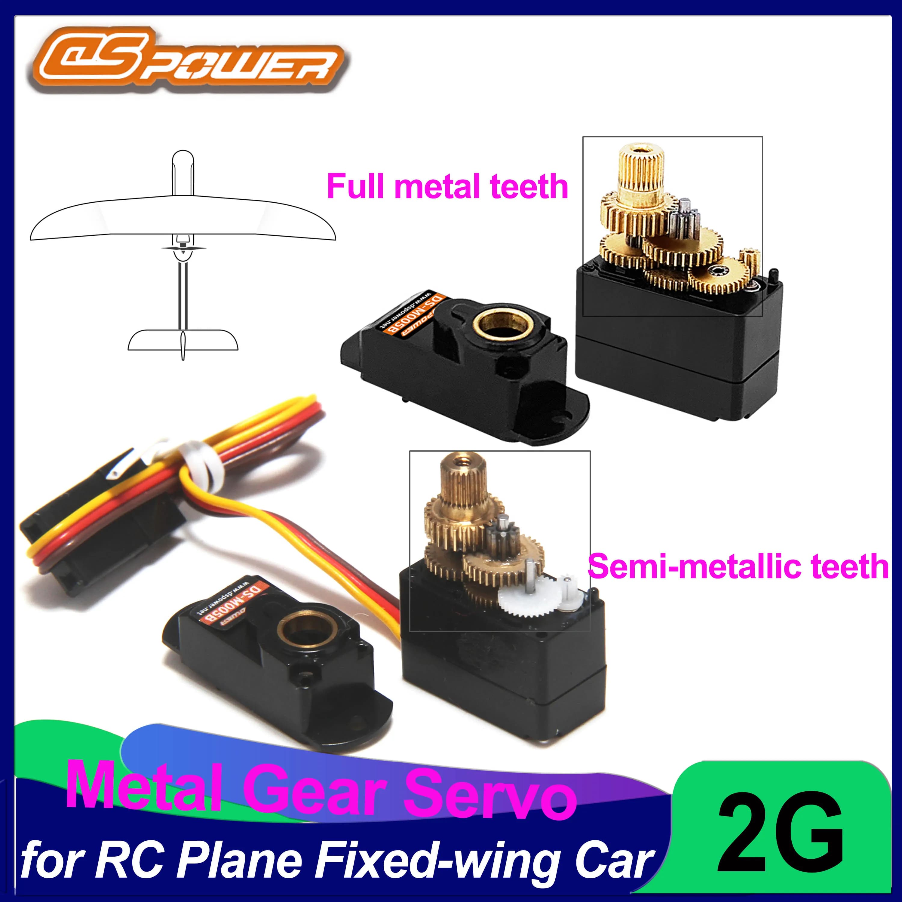 DSPOWER 2G Metal Gear Mini Digital Servo JR 3 Cavo per RC Micro Auto Aereo Ad Ala Fissa Elicottero Aereo Barca Condotto Robot Giocattolo