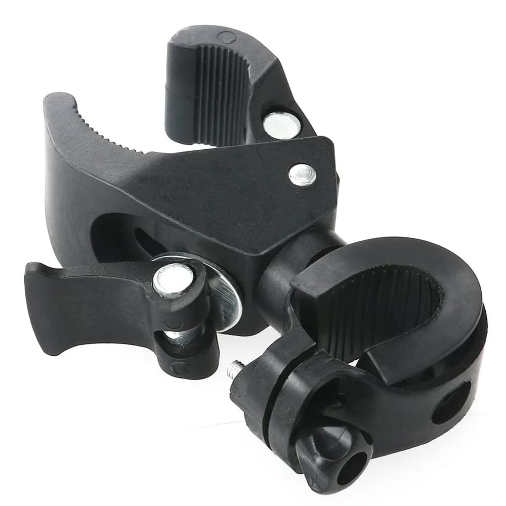 Nero Bici da strada rotante a 90 gradi Mountain bike Bici Torcia elettrica Morsetto Portalampada Staffa per luce per bici Supporto per luce per bicicletta