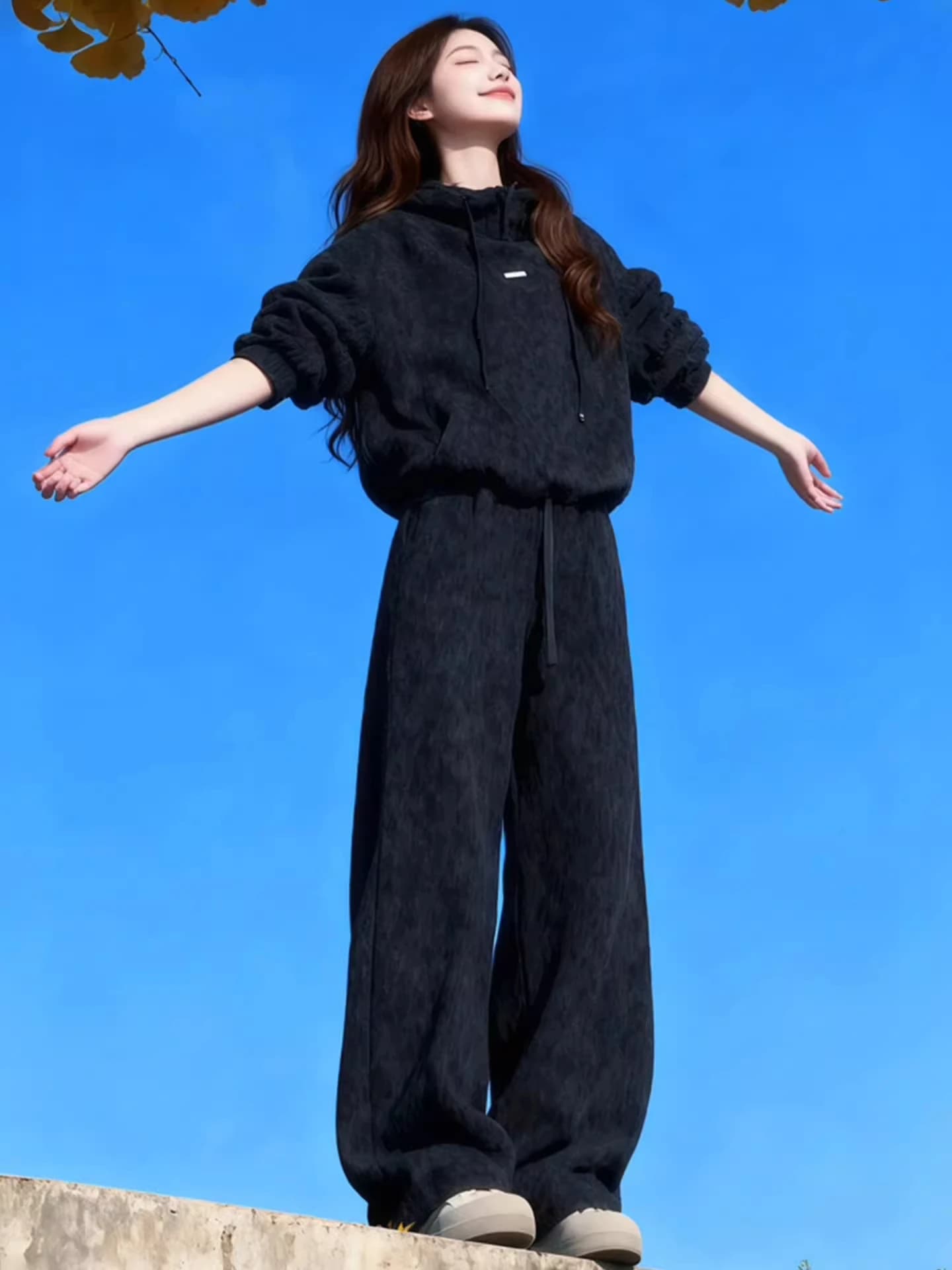 Nuovo Set Sportivo Invernale alla Moda per Donna: Felpa Foderata in Pile e Pantaloni Casual a Vita Alta, Caldi ed Eleganti