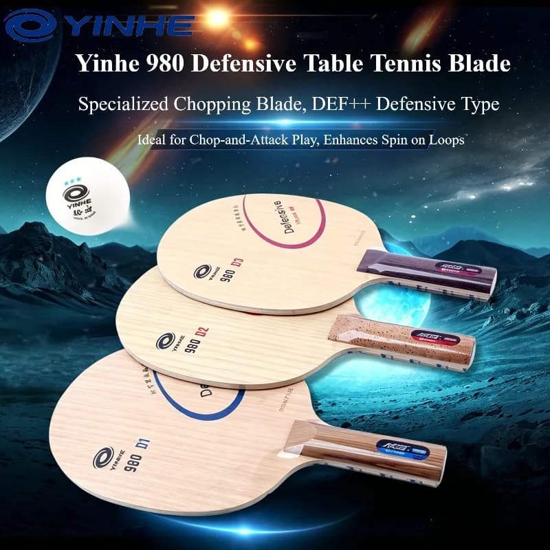 YINHE 980 D1/D2/D3 Table Tennis Blade Chopping 5-Ply All-Wood Defensive Chopping Ping Pong Paddle FL/ST Table Tennis Racket