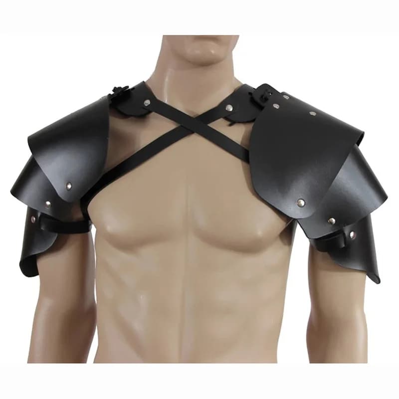Cavaliere medievale rinascimentale Spallacci Armatura Vichingo Pirata Gladiatore Costume cosplay Imbracatura in pelle PU Cintura Pauldrons LARP