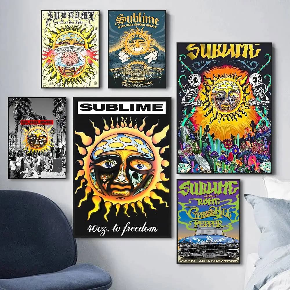S-Sublime Classic Band Self-adhesive Art Poster Retro Kraft Paper Sticker DIY Room Bar Cafe Stickers Wall Painting
