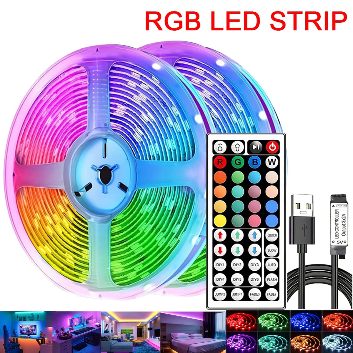 Strisce luminose a LED RGB con luci a nastro telecomandate Lampada da parete a LED per la decorazione della festa della camera da letto di casa Retroilluminazione TV