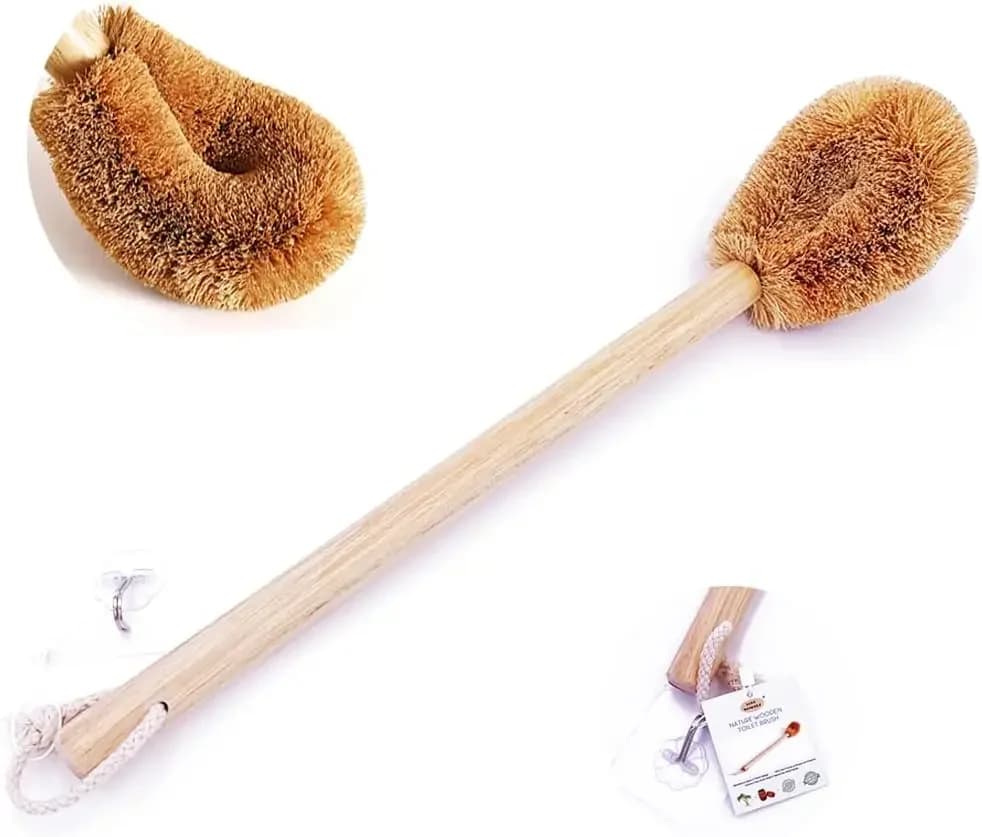 Spazzola per WC con testa in fibra di cocco naturale e manico in legno di faggio per una pulizia profonda