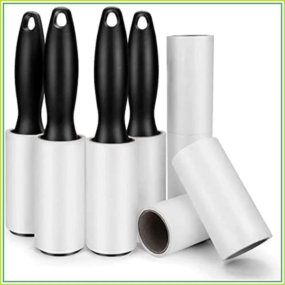 480 Sheet Pet Hair Lint Roller Set - 4 Handles, 8 Refills, Easy-Peel Diagonal Cut, Strong Adhesive for Clothes, Furniture, Car