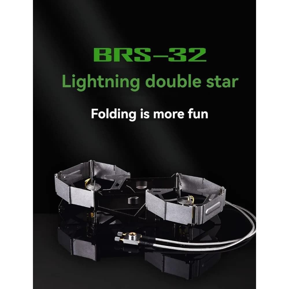 BRS-32 Outdoor Camping Double-Head Stove Portable and Foldable Fire Switch Free Adjustable Control Cookware Lightning Dual-Star