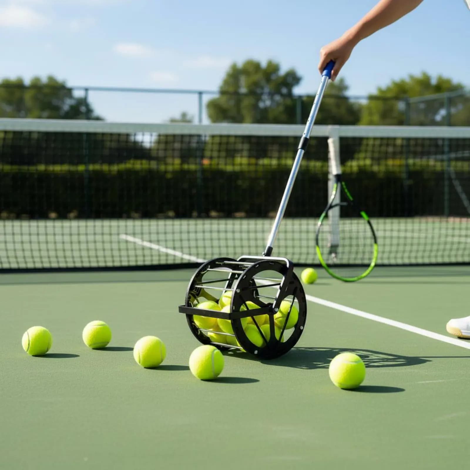 Tennis Ball Picker Training Helper Tennis Ball Collector Sports Gear Back Saver Knee Friendly for Coaches