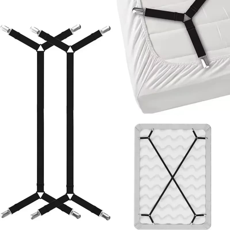 2pcs 2026 New model 2-Pack Adjustable Bed Sheet Straps Nylon Elastic Straps with Clasps for Mattress Sheet Fastening Holder