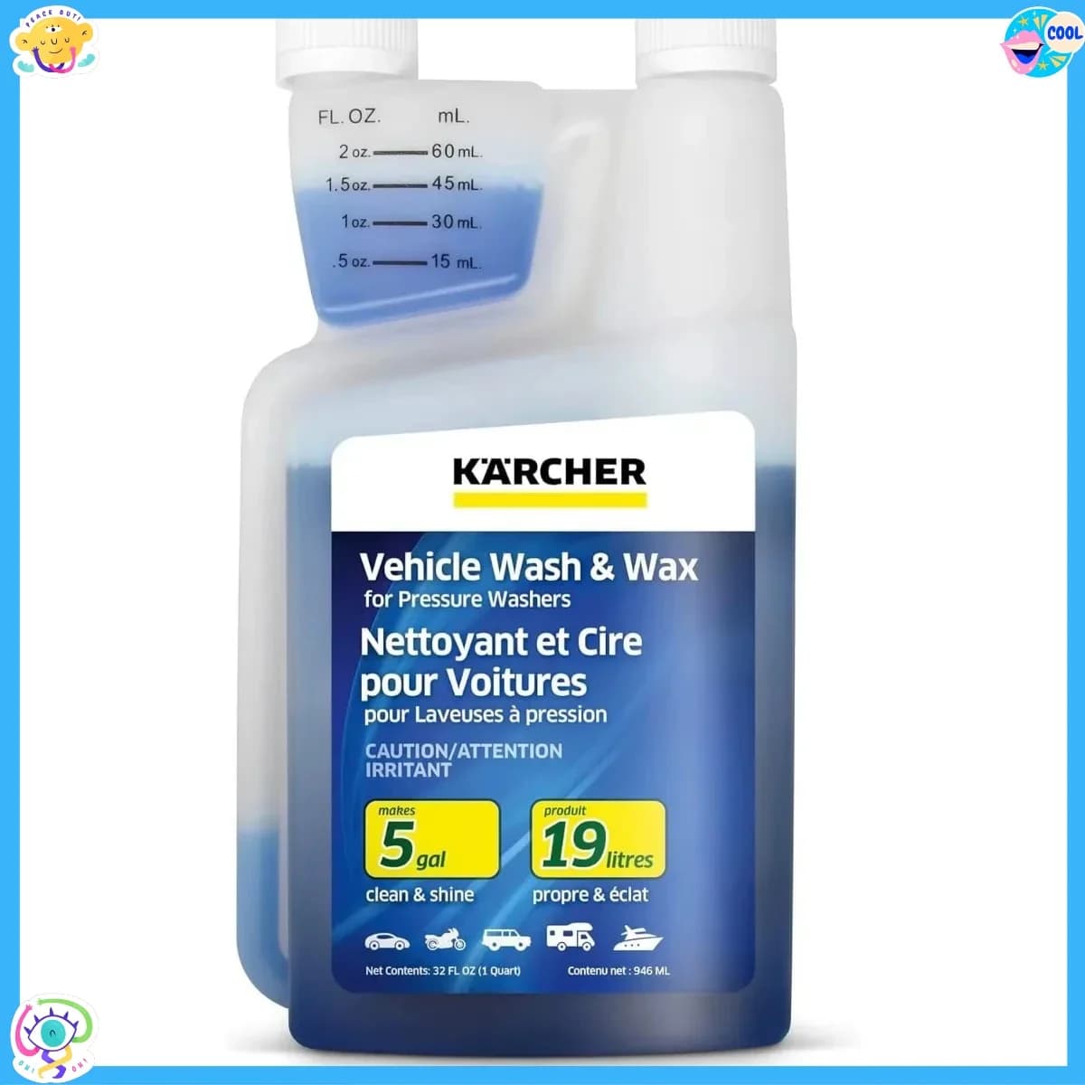 Lavaggio veicoli e cera per auto, biciclette, camion, barche e altro ancora. Altamente concentrato, rende 5 galloni di detergente.