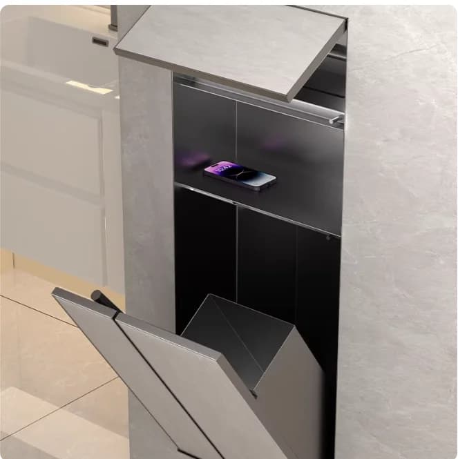 Toilet Tissue Box Concealed Stainless Steel Niche Brush Recessed Trash Can