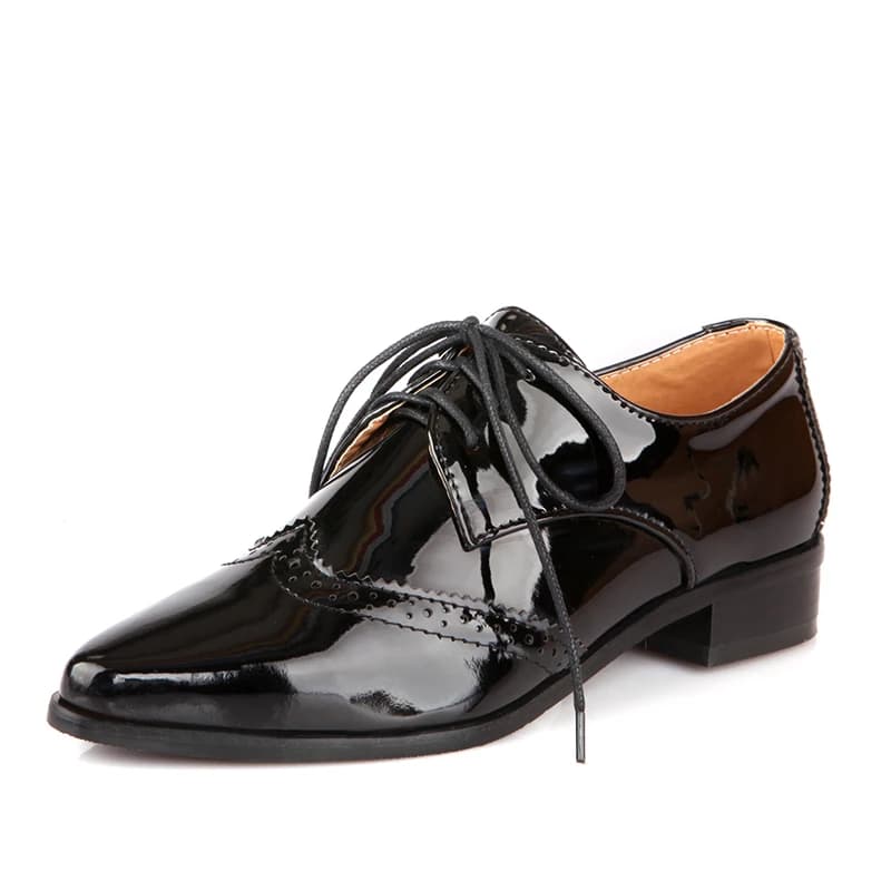 Women's Loafers Flat Shoes Casual PU Leather Oxford Shoes For Women Lace Up Flat Shoes Female Comfortable Spring Autumn Designer