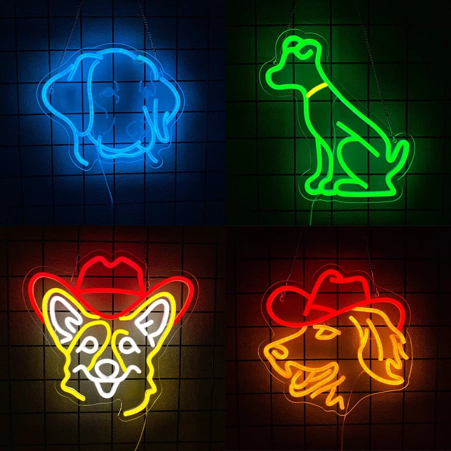 Insegna al neon serie cani per decorazione da parete, insegna luminosa per camera da letto, soggiorno, studio veterinario, feste in casa, decorazione per negozio di animali, regalo per amici